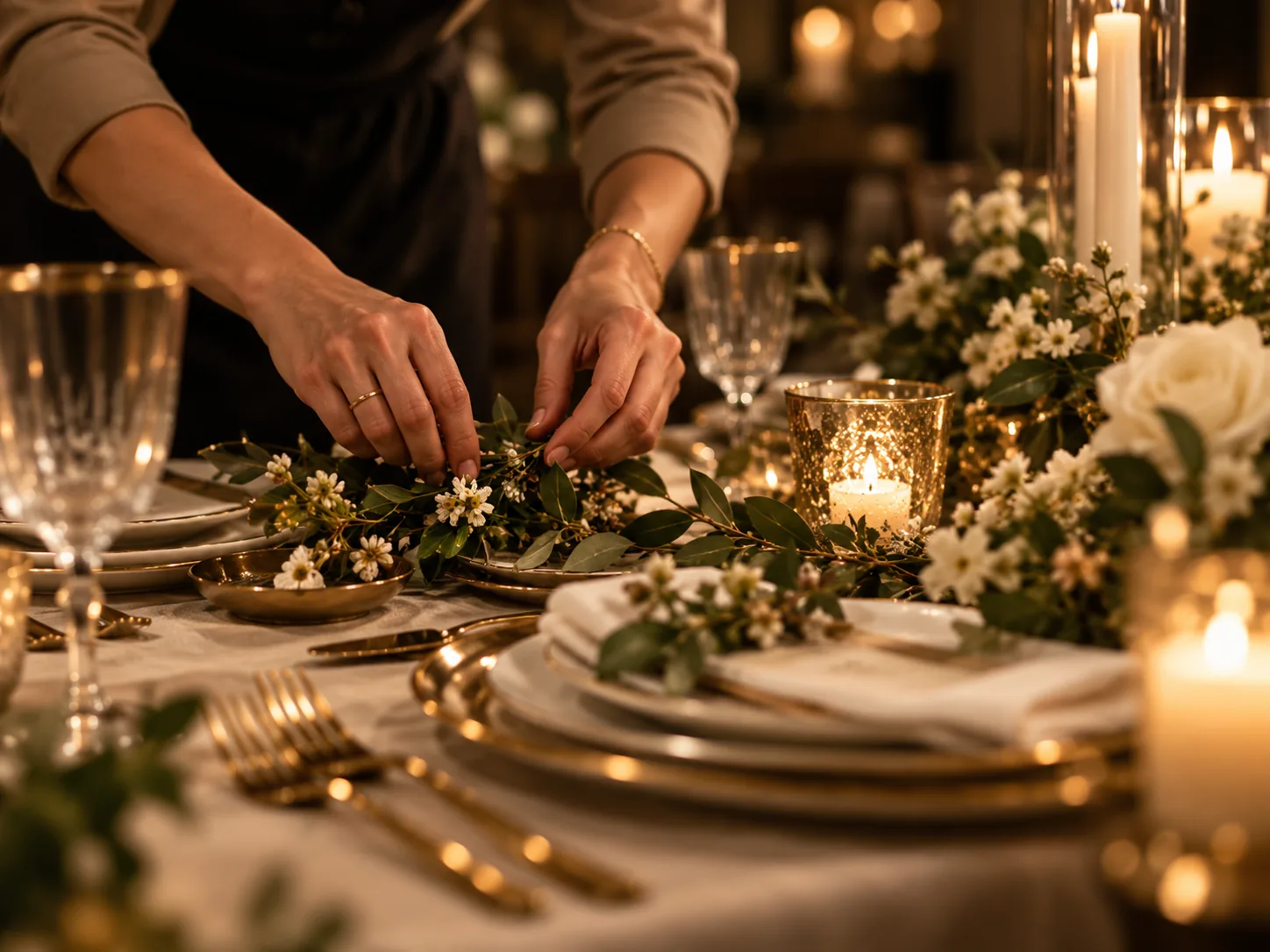 Close-up of event styling and table details.