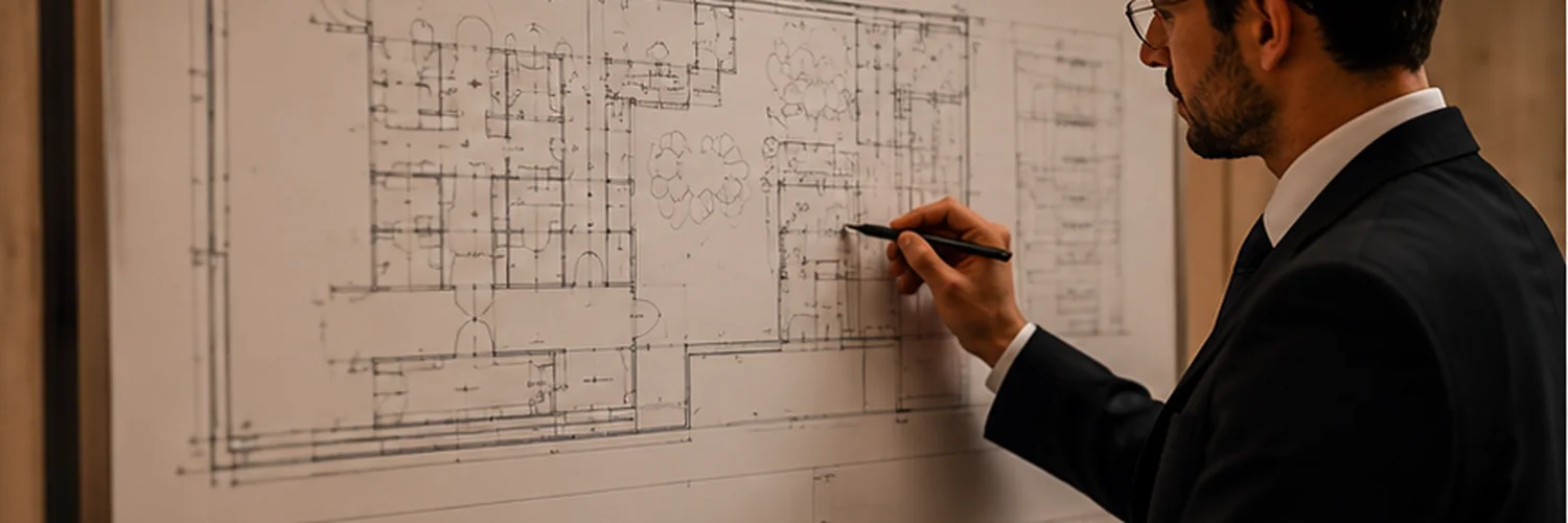 Event planner reviewing a detailed venue and event layout.